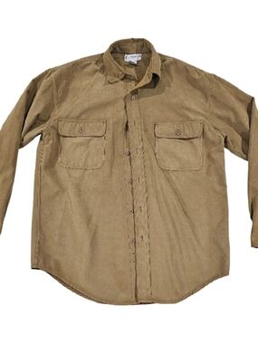 Knightsbridge Faux Suede Long Sleeve Button Down Shirt Small Polyester